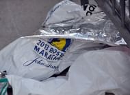 A crumpled runners' blanket on a sidewalk April 16, 2013 in Boston, Massachusetts